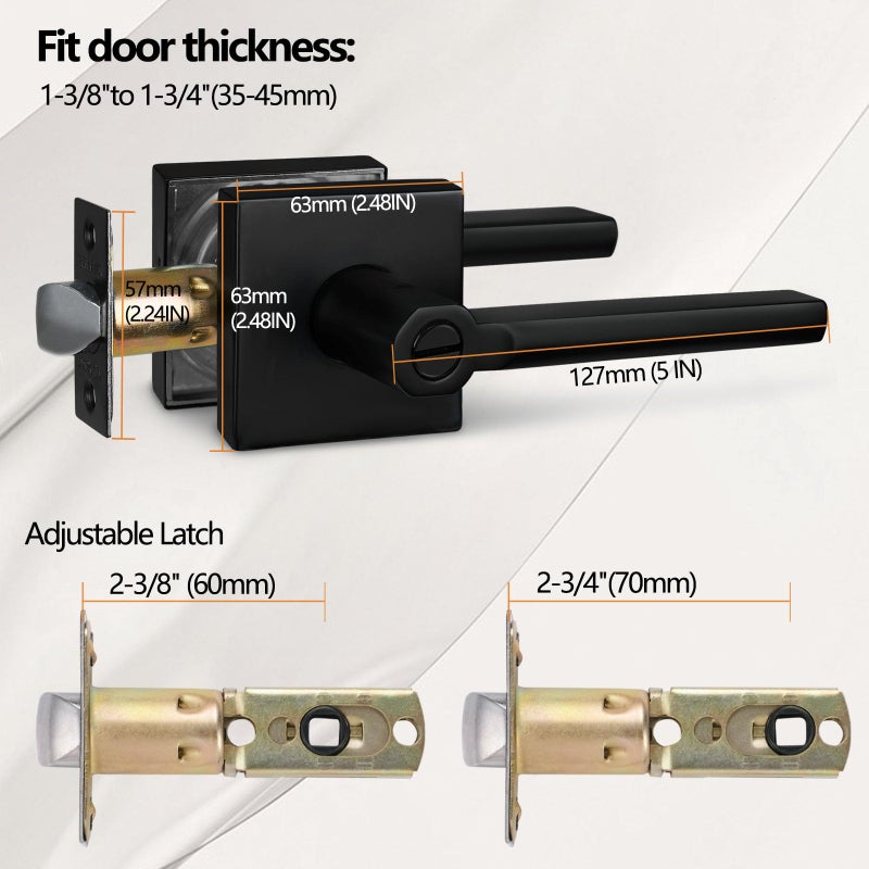 NEWBANG Keyed Deadbolt Lock with Passage Lever Handle for Exterior Entrance in Matte Black, Heavy Duty and Reversible, HD1601-DB-DT-PS-SET-4P - Image 4